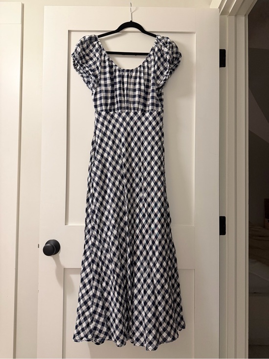Gap x DOEN Dresses & Skirts - Gap x DOEN Navy and White Gingham Puff-Sleeve Maxi Dress